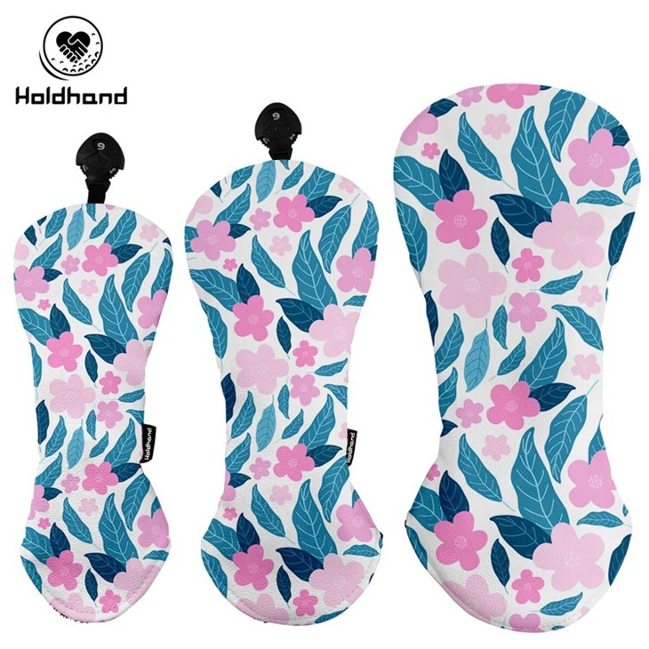 エレガントな刺繍のディテールが施された高級ベルベットゴルフヘッドカバー