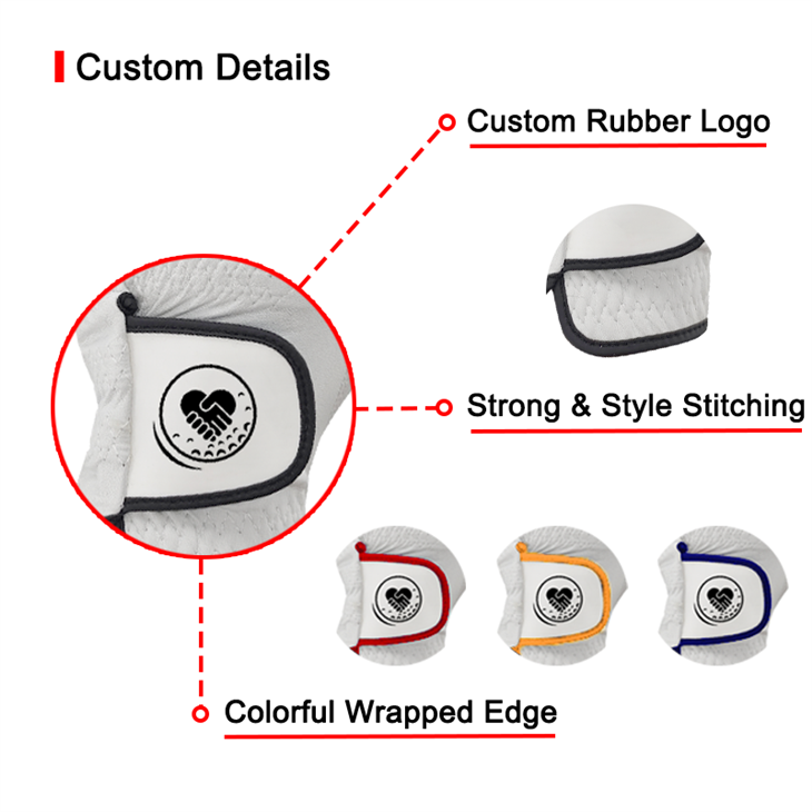 Custom Design Manufacture High Quality PU Leather Woman Fit Printing Golf Gloves